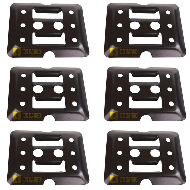DC Cargo Mall Indoor E-Track Tie-Downs - Mini Trailer Plate, 6" x 5", Heavy Duty Black Steel, Bolt-on with 2 E-Track Slots for Trucks, Vans, Trailers, Boat (Pack of 6) - Image 1